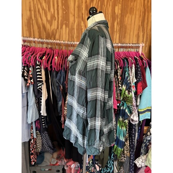 Torrid Green Plaid Ultra Soft Rayon Flannel Long Sleeve Button Down Pockets 3 3X - Picture 6 of 10